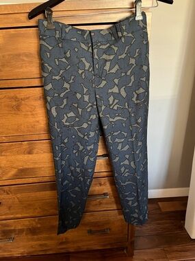 Banana Republic Navy & Gray Patterned Straight Leg Pants